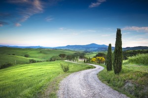 Evening road in Val d'Orcia - Tuscany - Italy